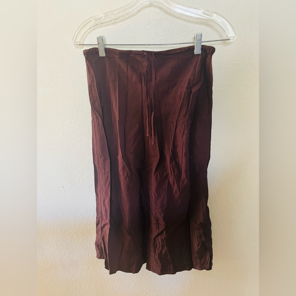 Madewell Chocolate Brown Midi Skirt with Draw String Waist